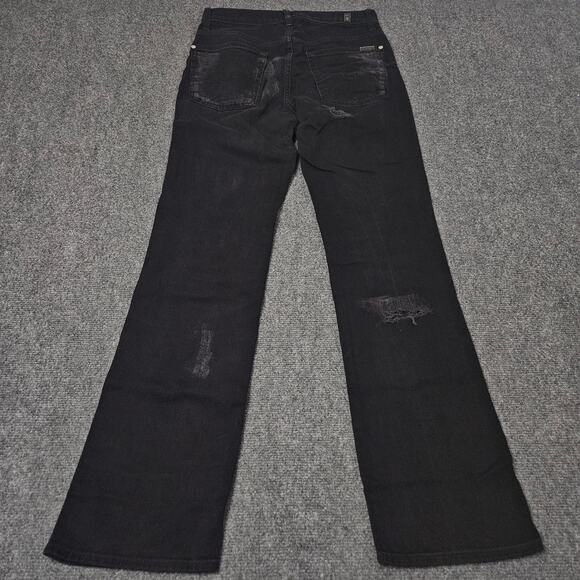 7 For All Mankind Jeans Black Distressed Bootcut Stretch Denim Grunge Style - Picture 8 of 15